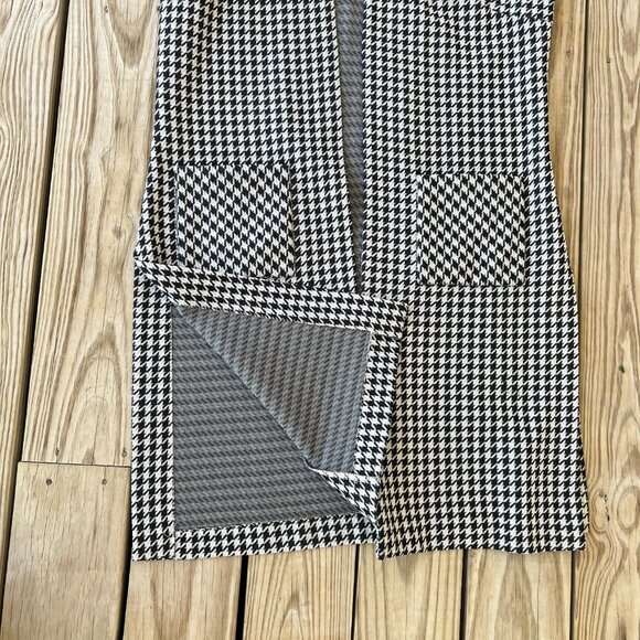 Vintage polyester sleeveless duster vest houndstooth black and white L - Picture 4 of 4